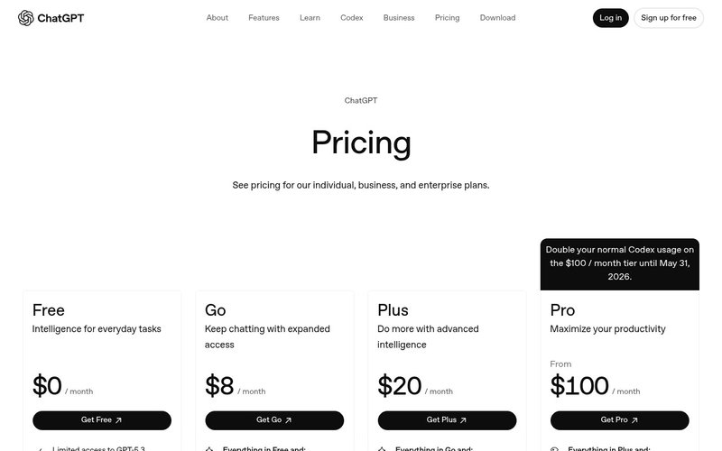 ChatGPT pricing plans comparison page - deepl vs chatgpt japanese japan