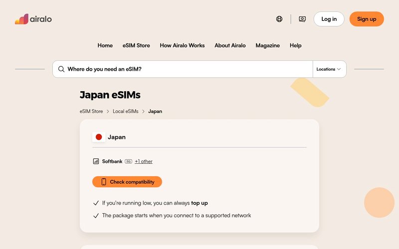 Airalo Japan eSIM plans marketplace - best esim japan
