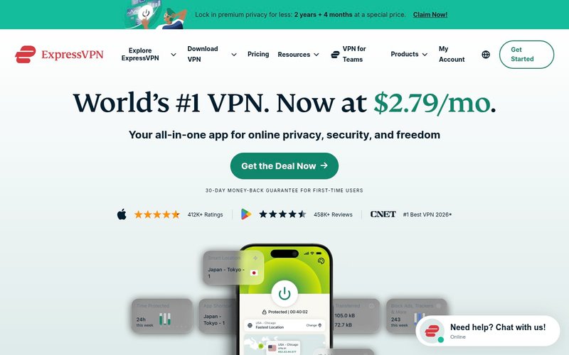 ExpressVPN homepage main landing page - nordvpn vs expressvpn japan