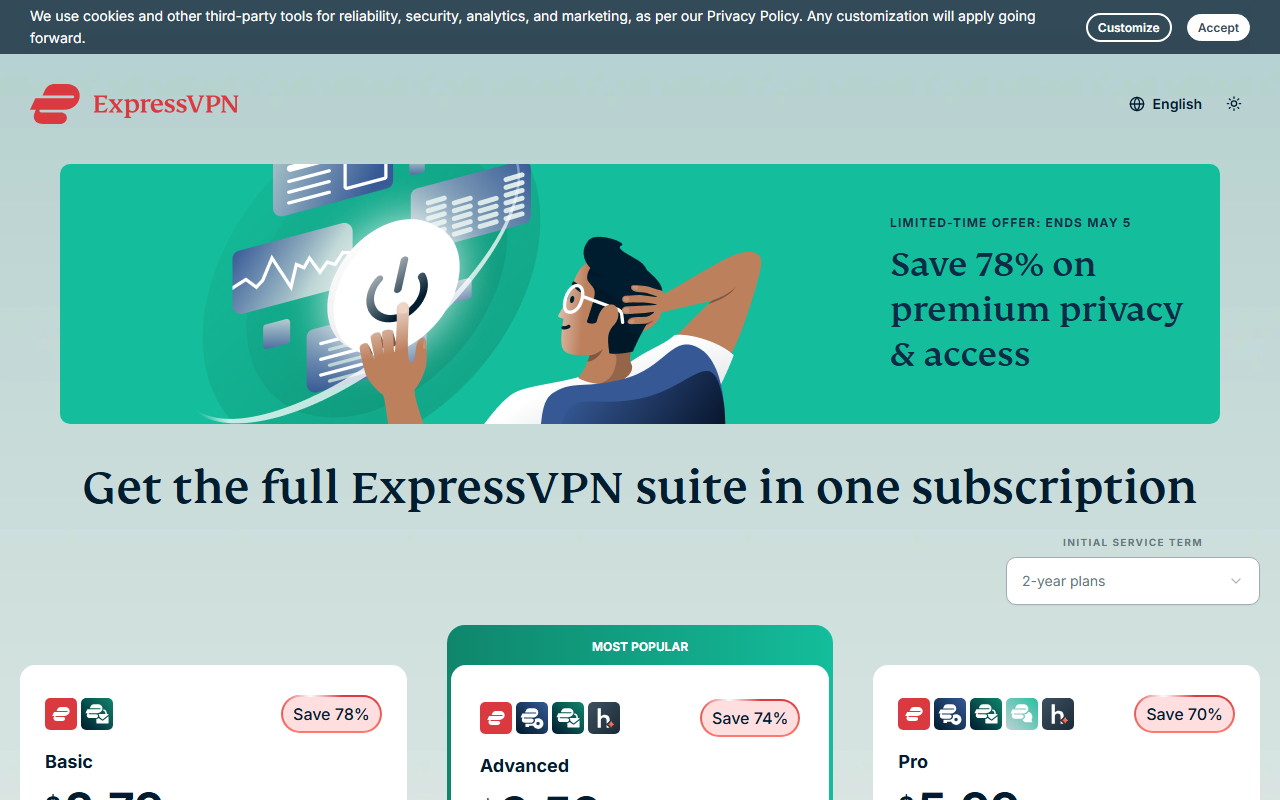 ExpressVPN pricing plans page 2-year deal - expressvpn japan review