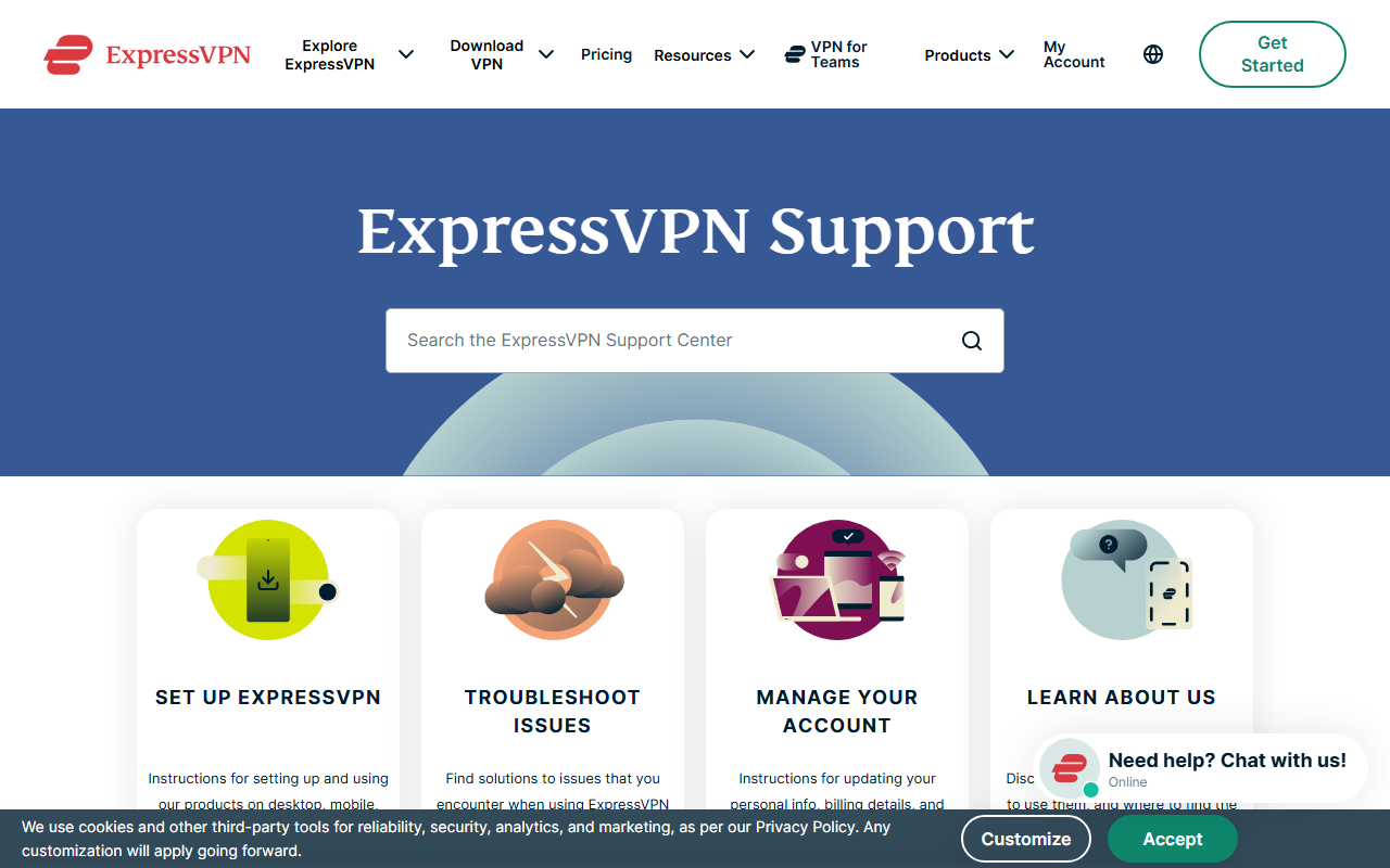 ExpressVPN support and setup guide page - expressvpn japan review