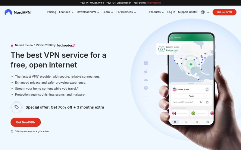 NordVPN homepage main landing page - nordvpn vs expressvpn japan