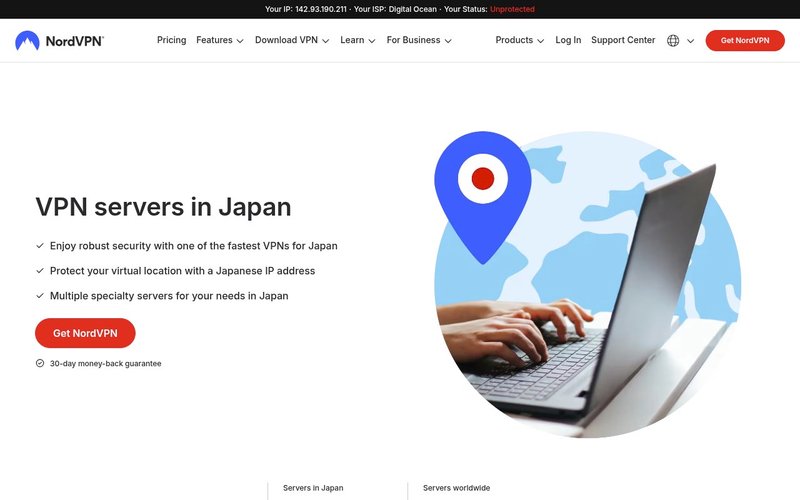 NordVPN Japan server locations page - nordvpn vs expressvpn japan