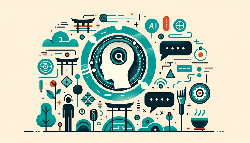 AI helping a learner study Japanese — abstract illustration