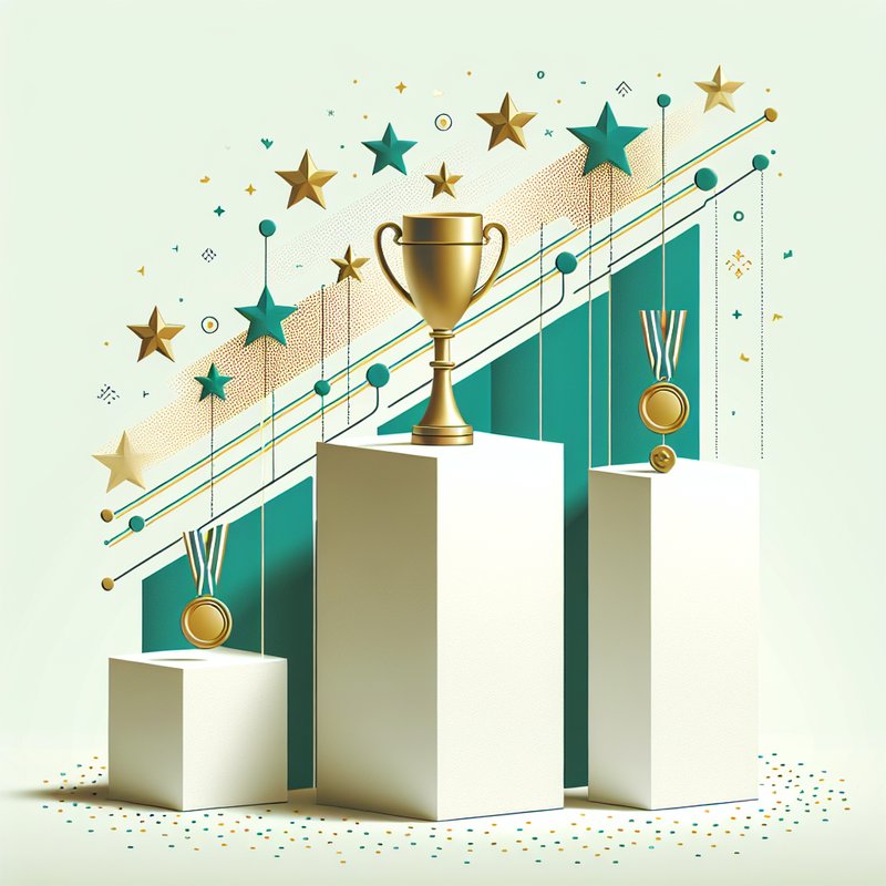 VPN ranking podium with gold trophy and stars illustration - best vpn japan