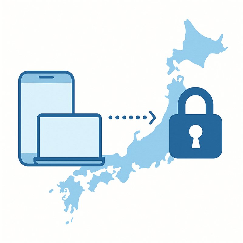 Diagram showing how ABEMA and TVer geo-block overseas IP addresses from accessing Japanese streaming services