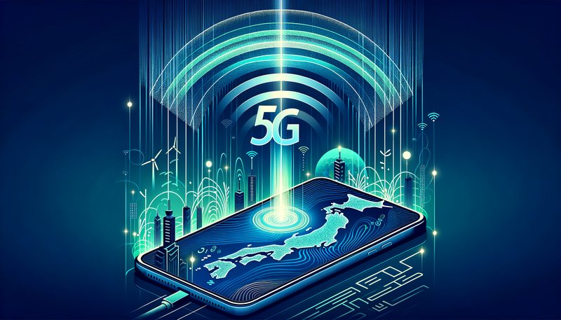 Ubigi 5G eSIM concept illustration — fast mobile data for Japan