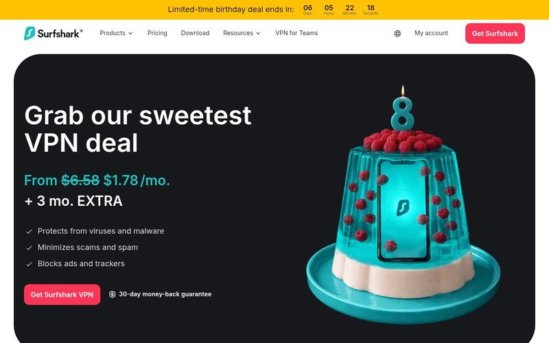 Surfshark homepage hero CTA section - surfshark vpn japan review