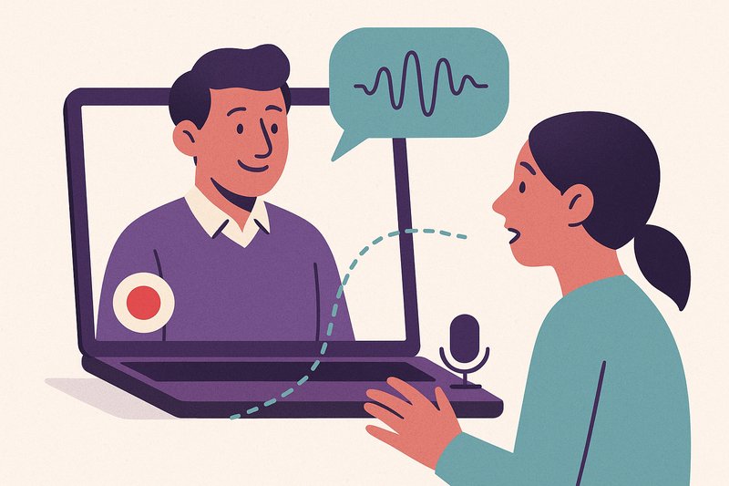 Human tutor giving live Japanese speaking practice feedback online