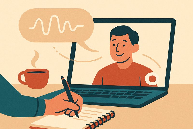 Student taking an online Japanese lesson with a native teacher over video call
